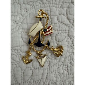 Americana Nautical Sailor charm enamel brooch.